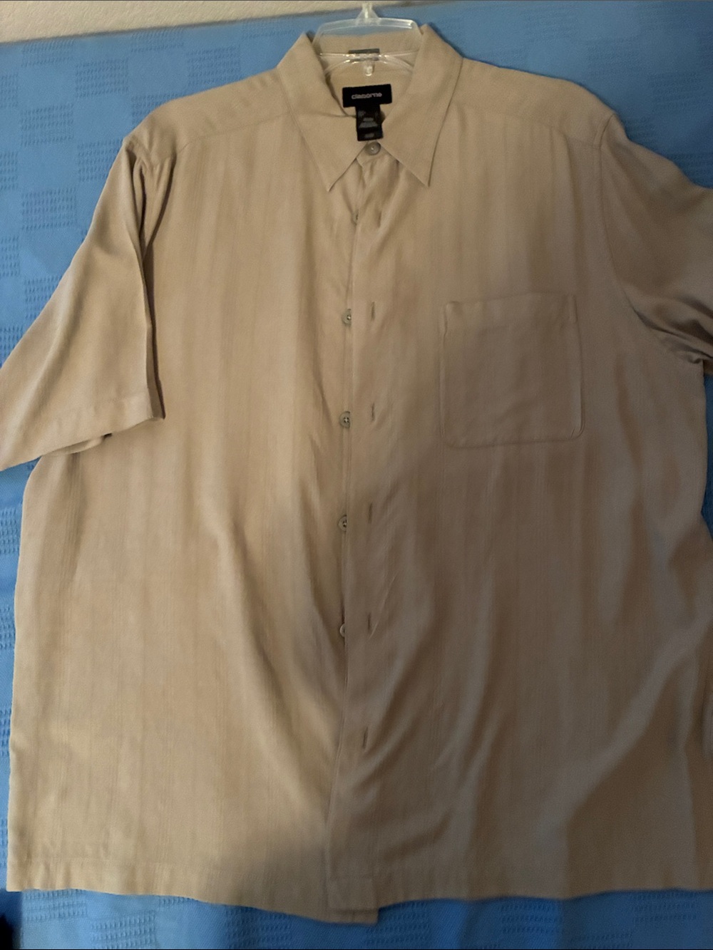 Claiborne Men's Short-Sleeve Button-Down Shirt in Light Tan